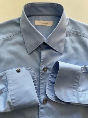 Ermenegildo Zegna - all cotton blue dress shirt Size Small